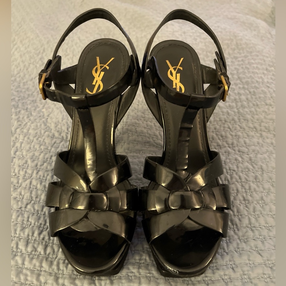 Saint Laurent Tribute Patent Platform Sandals